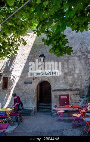 Ansichten und Impressionen der mittelalterlichen Stadt Dünstein in der Wachau Stockfoto