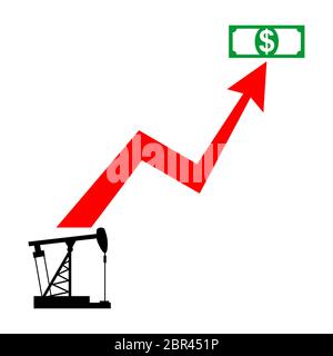 Diagramm für Wachstumspreise für Öl und Erdölprodukte. Diagramm zum Ölwachstum Stock Vektor