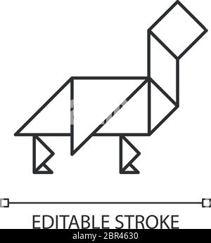 Tangram Pixel Perfect linear Icon Stock Vektor