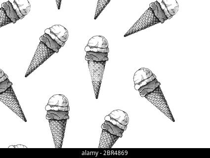 Nahtlose Muster mit Eis. Realistische Eis. Vector Illustration in Skizze Stil. Stock Vektor
