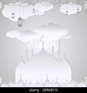 Moschee Illustration islamische Design glücklich eid al fitr Stil Stock Vektor