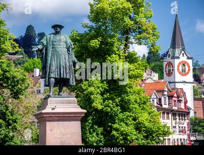 Denkmal von Joachim Vadian, einem bedeutenden Menschen in der Geschichte St. Galler Stockfoto