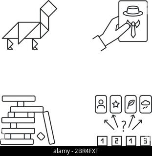 Tabletop Spiele Pixel perfekte lineare Symbole gesetzt Stock Vektor