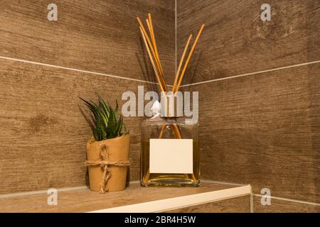 Air Refresher Flasche, Aroma Reed Diffuser Flasche home, Duft Sticks, Luxus close-up Stockfoto