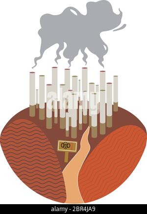 Illustration Des World No Tobacco Day Banners Oder Poster Design. Konzept, wie die Welt durch Tabak regiert wird. - Vektor Stock Vektor