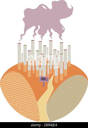 Illustration Des World No Tobacco Day Banners Oder Poster Design. Konzept, wie die Welt durch Tabak regiert wird. - Vektor Stock Vektor