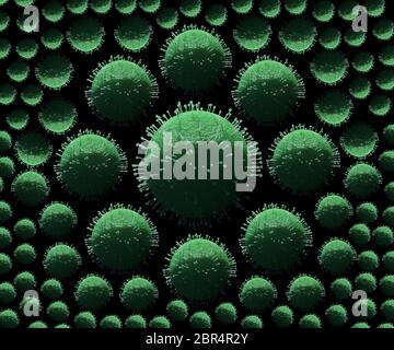 Abstract 3d Rendering Illustration des Coronavirus Cell Division Outbreak Stockfoto