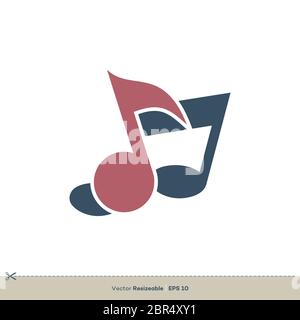 Hinweis: Logo-Vorlage Für Musikzeichen Illustration Design Stockfoto