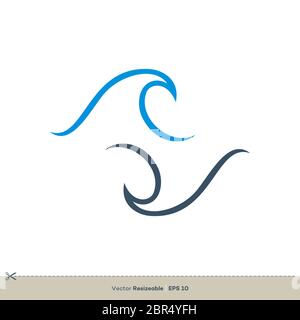 Blue Wave Swoosh Logo Template Illustration Design Stockfoto