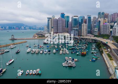 Causeway Bay, Hongkong 07. Mai 2019: Blick von oben auf das Inselviertel von Hongkong Stockfoto