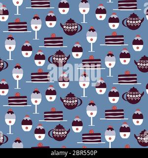 Köstliche Desserts nahtlose Vektor-Muster Stock Vektor