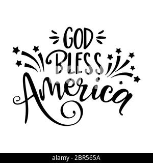 God Bless America - Happy Independence Day 4. Juli Schriftzug Design Illustration. Gut für Werbung, Poster, Ankündigung, Einladung, Party, greeti Stock Vektor