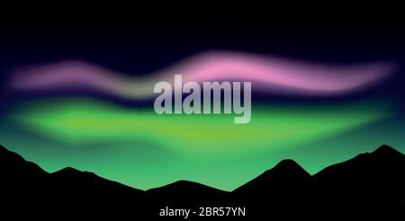 aurora borealis schöne Polarlichter in den Bergen Vektorgrafik EPS10 Stock Vektor