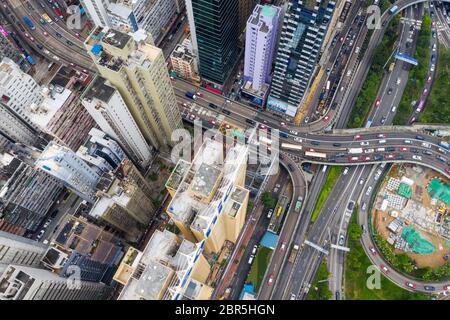 Causeway Bay, Hongkong 07. Mai 2019: Blick von oben auf die Stadt Hongkong Stockfoto