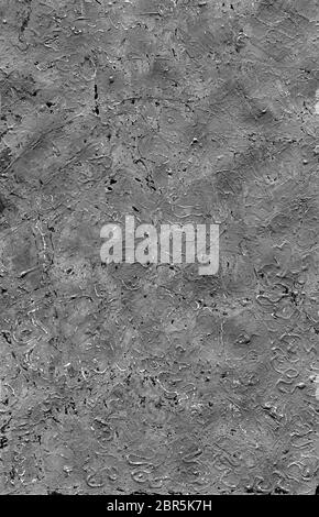 Schwarz und Weiß abstract grunge Hintergrund. Monochrome Textur mit Kratzern, Dots, Wellenlinien. Stockfoto