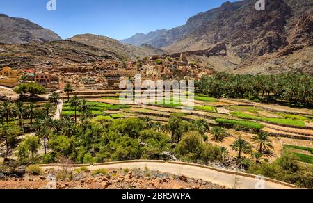 Dorf von Bilad Sayt in Al-Hajar-Gebirge im Sultanat von Oman Stockfoto