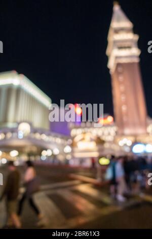 Abstrakte Unscharfer Hintergrund Stadt Stadtbild von Las Vegas in Nevada, USA Nacht Stockfoto