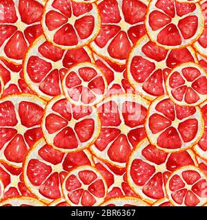 Nahtlose Muster mit Grapefruit. Tropische erfrischend exotisch. Sommer Konzept. Aquarell Illustrationen. Stockfoto