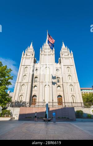 Mormons Tempel an sonnigen Tagen, Salt Lake City, Utah, usa. Nur für redaktionelle Verwendung. Stockfoto