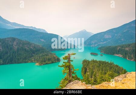 Szene in der Dam-Landschaft von Diablo an einem Tag im North Cascade Nationalpark, Wa, USA Stockfoto