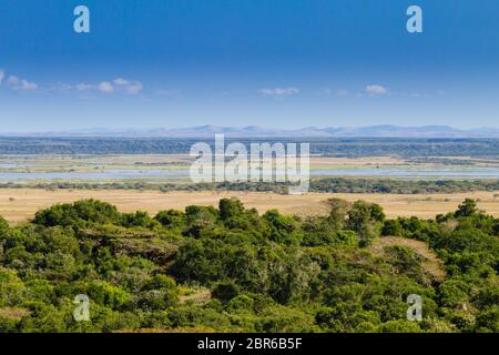 ISimangaliso Wetland Park Landschaft, Südafrika. Schönes Panorama aus Afrika. Safari und im freien Stockfoto