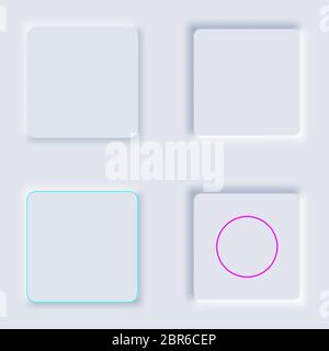 Helle weiße Würfel Set Gradient Tasten. Internet-Symbole auf einem Hintergrund. Symbole für Neumorphen-Effekt. Formte Figur im trendigen weichen 3D-Stil. Vektor Stock Vektor