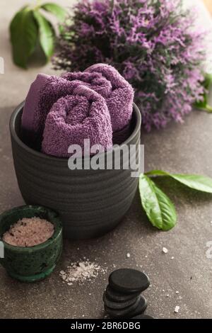 Wellness natürliches Konzept. Dayspa Kosmetik Produkte. Spa und Wellness. Stockfoto