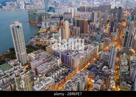 Nach Kwa Wan, Hongkong 10. Mai 2019: Blick von oben auf die Stadt Hongkong Stockfoto