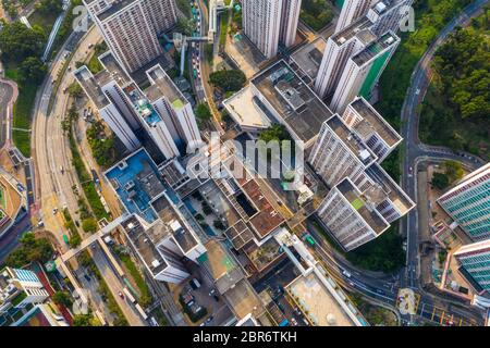 Choi Hung, Hongkong 25. April 2019: Blick von oben auf die Stadt Hongkong Stockfoto