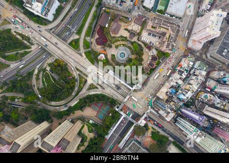 Wong Tai Sin, Hongkong 11. April 2019: Luftaufnahme der Stadt Hongkong Stockfoto