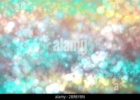 Abstrakt Verlauf grün hell türkis blau glänzend verschwommen Hintergrund Textur mit kreisförmigen Bokeh Lichter in sanften Farben Stil. Wunderschöne Kulisse. Spac Stockfoto