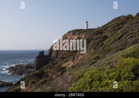 Leuchtturm von Cape Schanck im Mornington Peninsula National Park, Victoria, Australien. Es liegt an der südlichsten Spitze der Mornington Peninsula Stockfoto