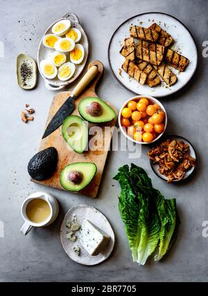 Zutaten für vegetarischen cobb Salat. Stockfoto