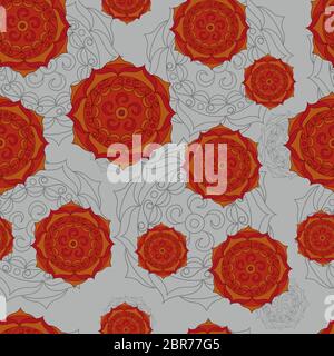 Vektor-Nahtloses Muster in verschiedenen Größen auf einem grauen Hintergrund. Stock Vektor