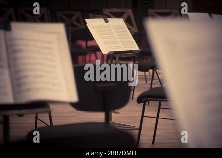 Nahaufnahme einer Musik, mit Noten. Stockfoto