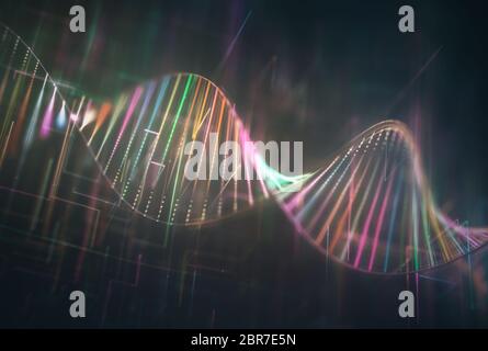 Bild von den genetischen Code der DNA. Konzept Bild für den Einsatz als Hintergrund. Farbige 3D-Darstellung. Stockfoto