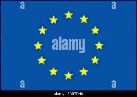 Europäische Flagge gezogen Stockfoto