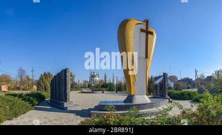 Miloslava, Ukraine - 11.19. 2018. Trauernde Engel Gedenkstätte für die Opfer des Holodomor 1932-1933 in der Region Odessa, Ukraine Stockfoto