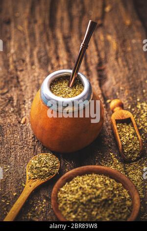 Traditionelle Yerba Mate Tee beliebt in Lateinamerika Stockfoto