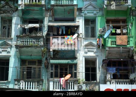 Hochdichtewohnungen, Yangon, Myanmar. Stockfoto