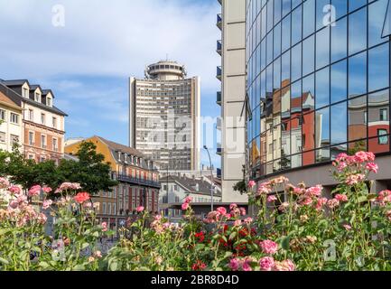 Blick auf die Stadt von Mulhouse im Elsass in Frankreich Stockfoto