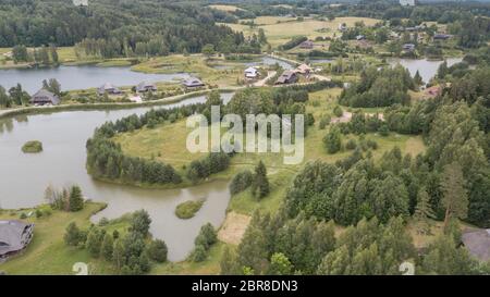 Amatciems See Antenne drone Top view Lettland Stockfoto