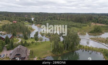 Amatciems See Antenne drone Top view Lettland Stockfoto