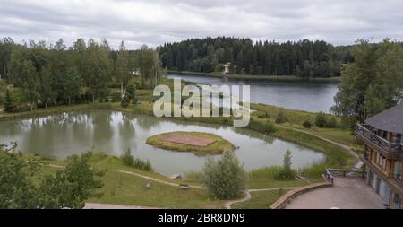 Amatciems See Antenne drone Top view Lettland Stockfoto