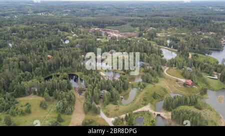 Amatciems See Antenne drone Top view Lettland Stockfoto