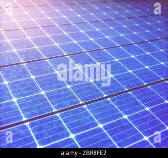 Solar Panel Textur. Wägezellen und erneuerbare Energien. 3D-Darstellung. Stockfoto