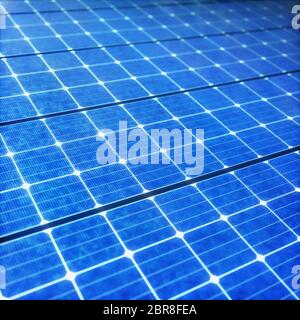 Solar Panel Textur. Wägezellen und erneuerbare Energien. 3D-Darstellung. Stockfoto