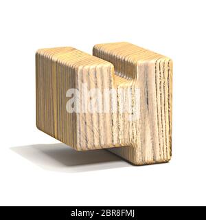 Aus massivem Holz cube font Nr. 4 4 3D-Render Abbildung auf weißem Hintergrund Stockfoto