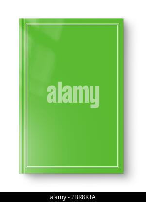 Geschlossene grüne Leerbuch mockup mit Rahmen, isoliert auf weißem Stockfoto