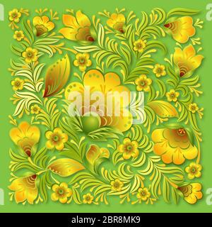 Abstrakte Frühling Blumen ornament vector Abbildung auf einem hellgrünen Hintergrund Stockfoto